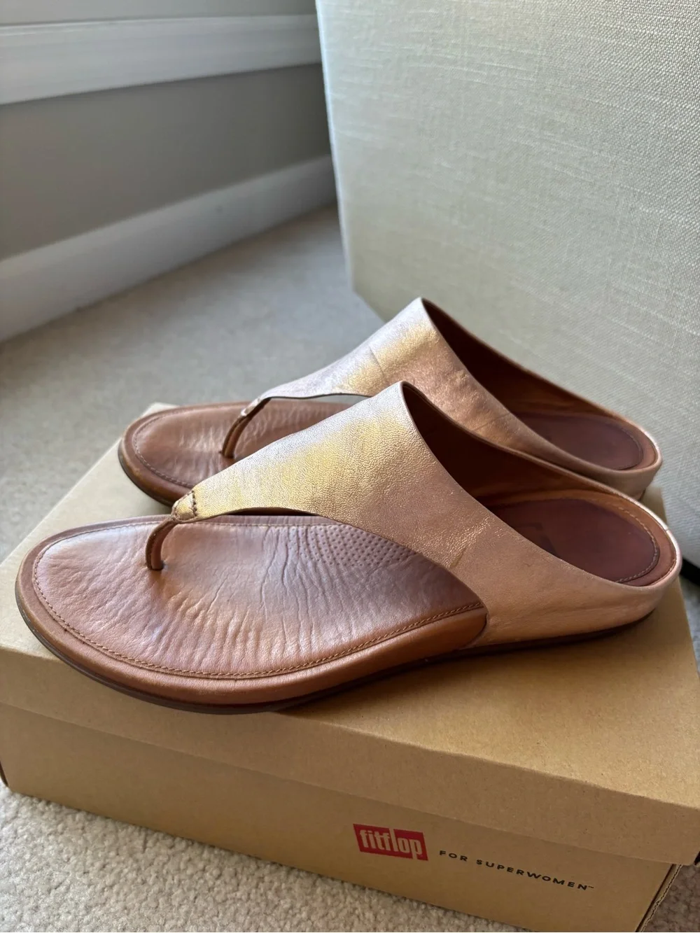 Fitflop Metallic Rose Gold Thong Sandals